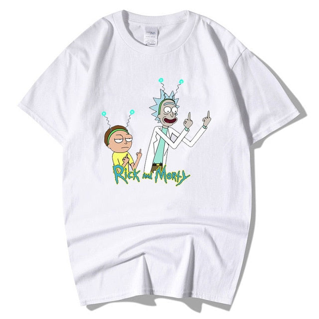 Black Rick and Morty Print Man T-shirt