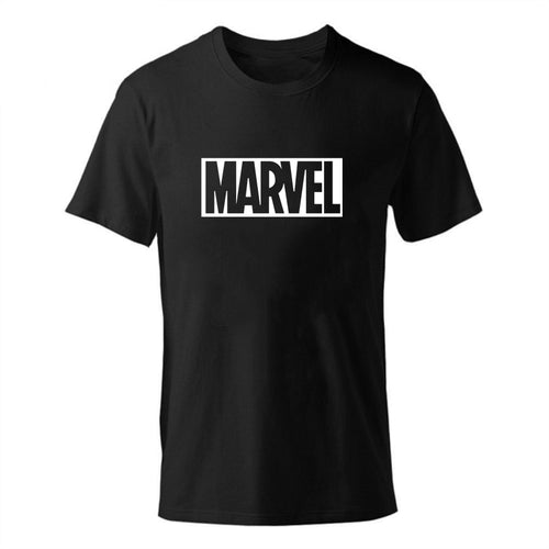 Black Marvel Print Man T-shirt